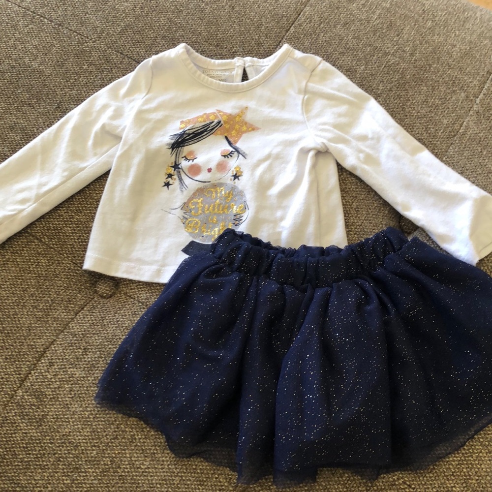 TOUGHSKINS girls 12 month matching top and skirt